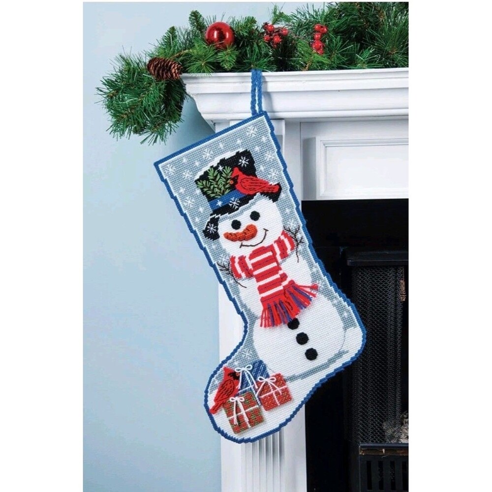 Mary Maxim Snowman Stocking  Plastic Canvas Kit #28391 22.5 x 13.5" New Sealed - Picture 7 of 7